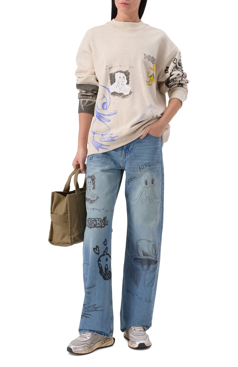 Женские джинсы DOMREBEL голубого цвета, арт. BEAKER B00TCUT JEANS | Фото 2 (Материал сплава: Проставлено; Драгоценные камни: Проставлено; Длина (брюки, джинсы): Стандартные; Стили: Гранж; Материал внешний: Деним, Хлопок; Детали: Делаве, Декор; Кросс-КТ: Деним; Силуэт Ж (брюки и джинсы): Прямые)