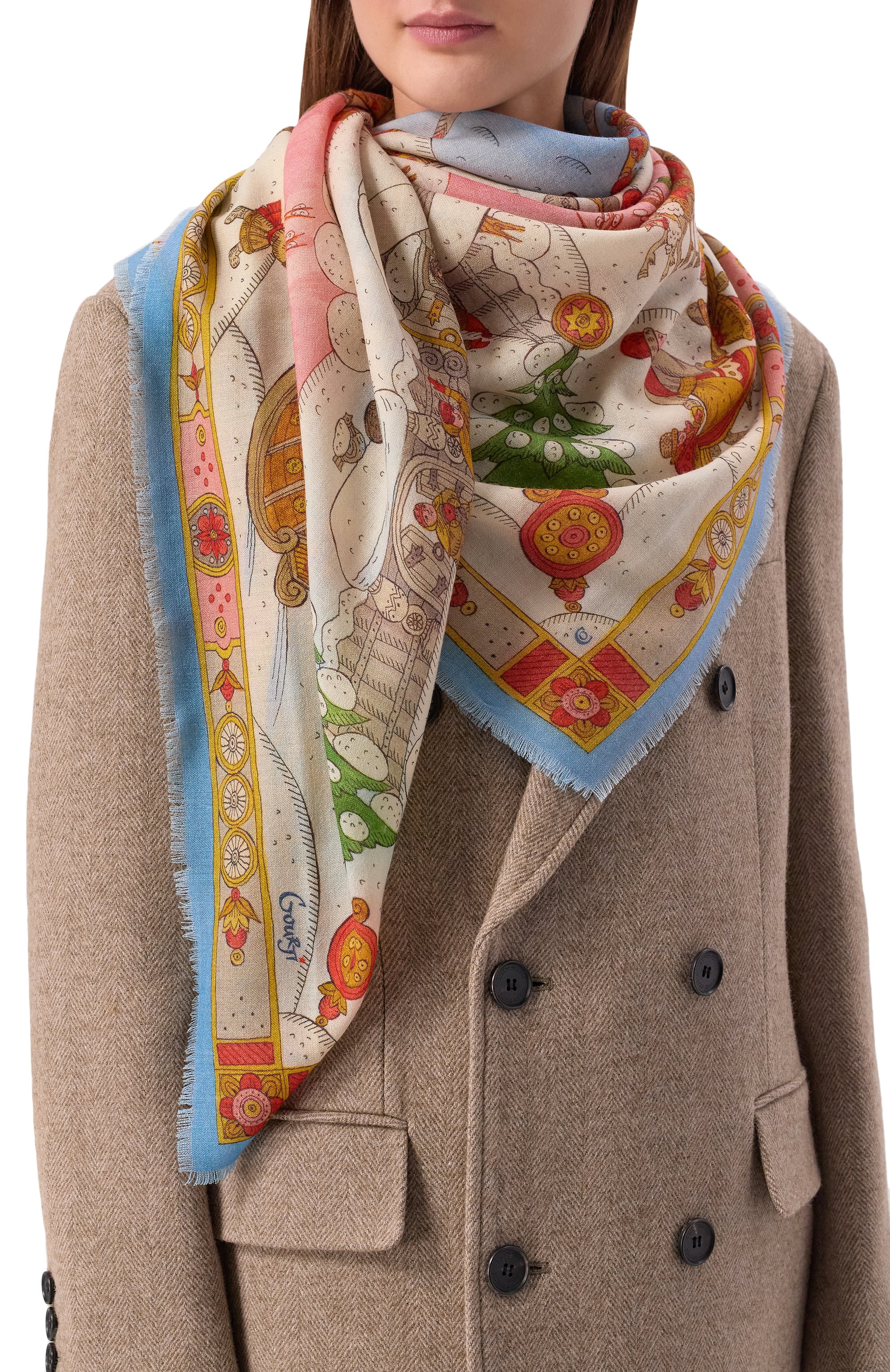 Шерстяная шаль зимние гуляния GOURJI, арт. 91133339/6151117, фото 2