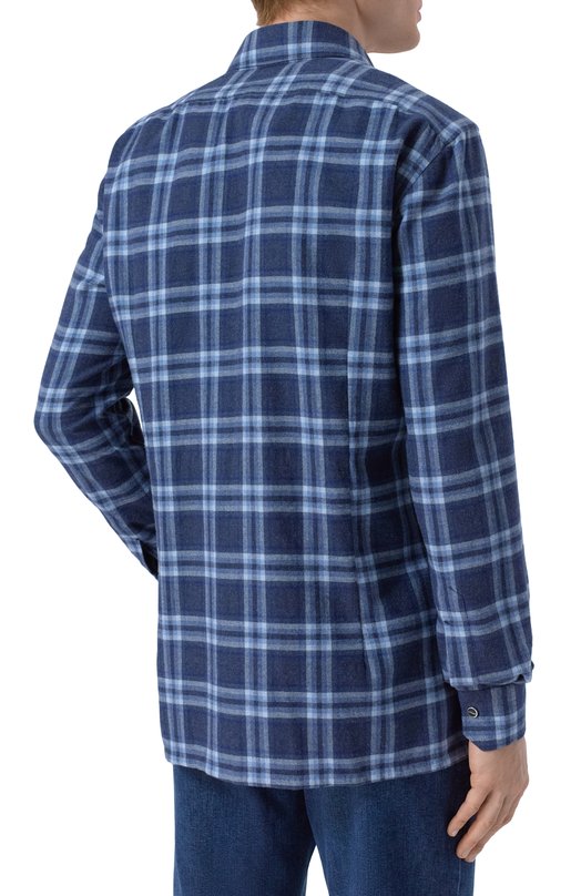 Хлопковая рубашка Kiton UMCNERHH0906601 Синий  UMCNERHH0906601 Фото 4