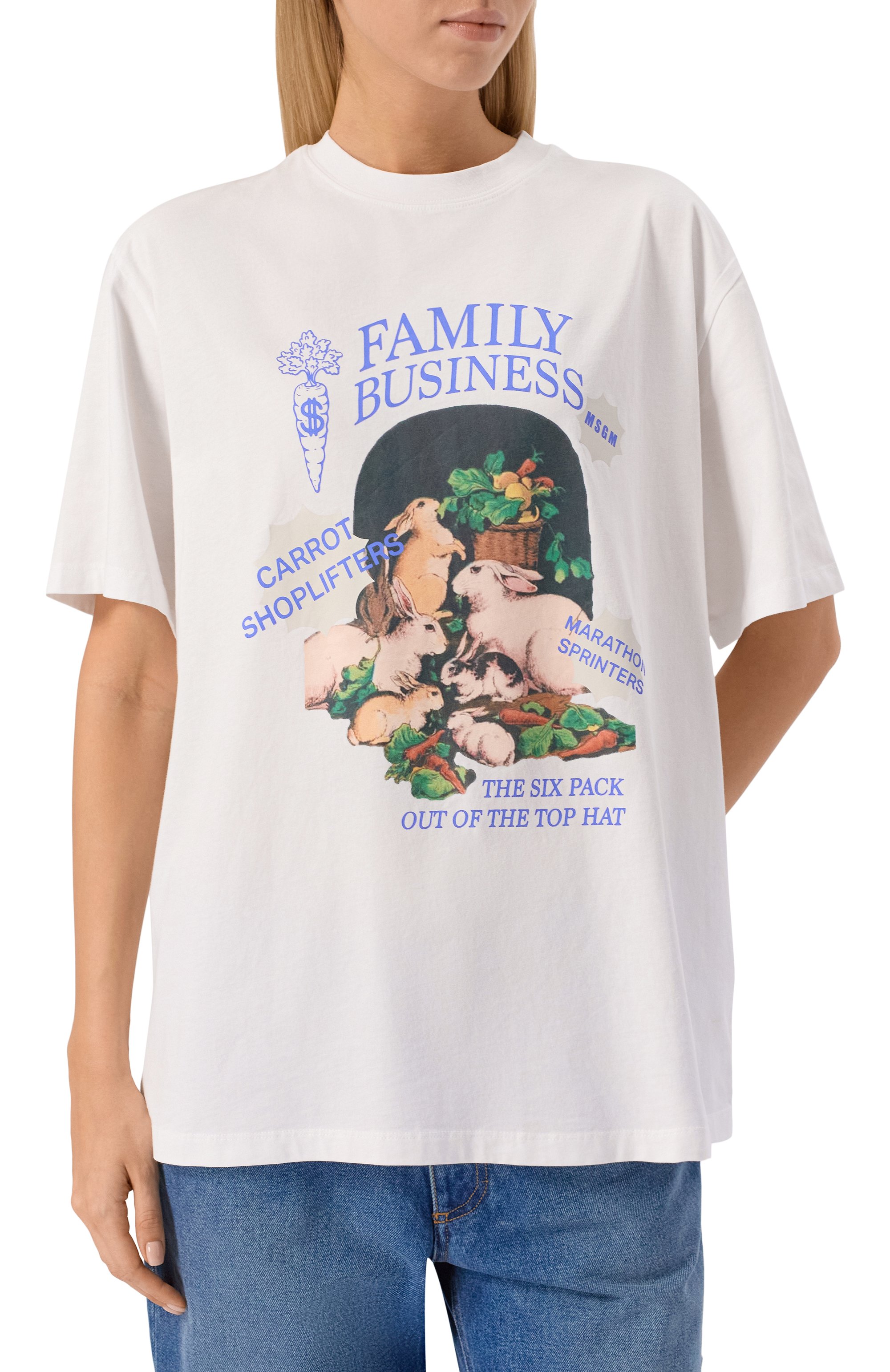 Хлопковая футболка MSGM белого цвета по цене 13500 руб., арт. 3941MDM112SE/257590, фото 3 Хлопковая футболка MSGM, арт. 3941MDM112SE/257590, фото 3