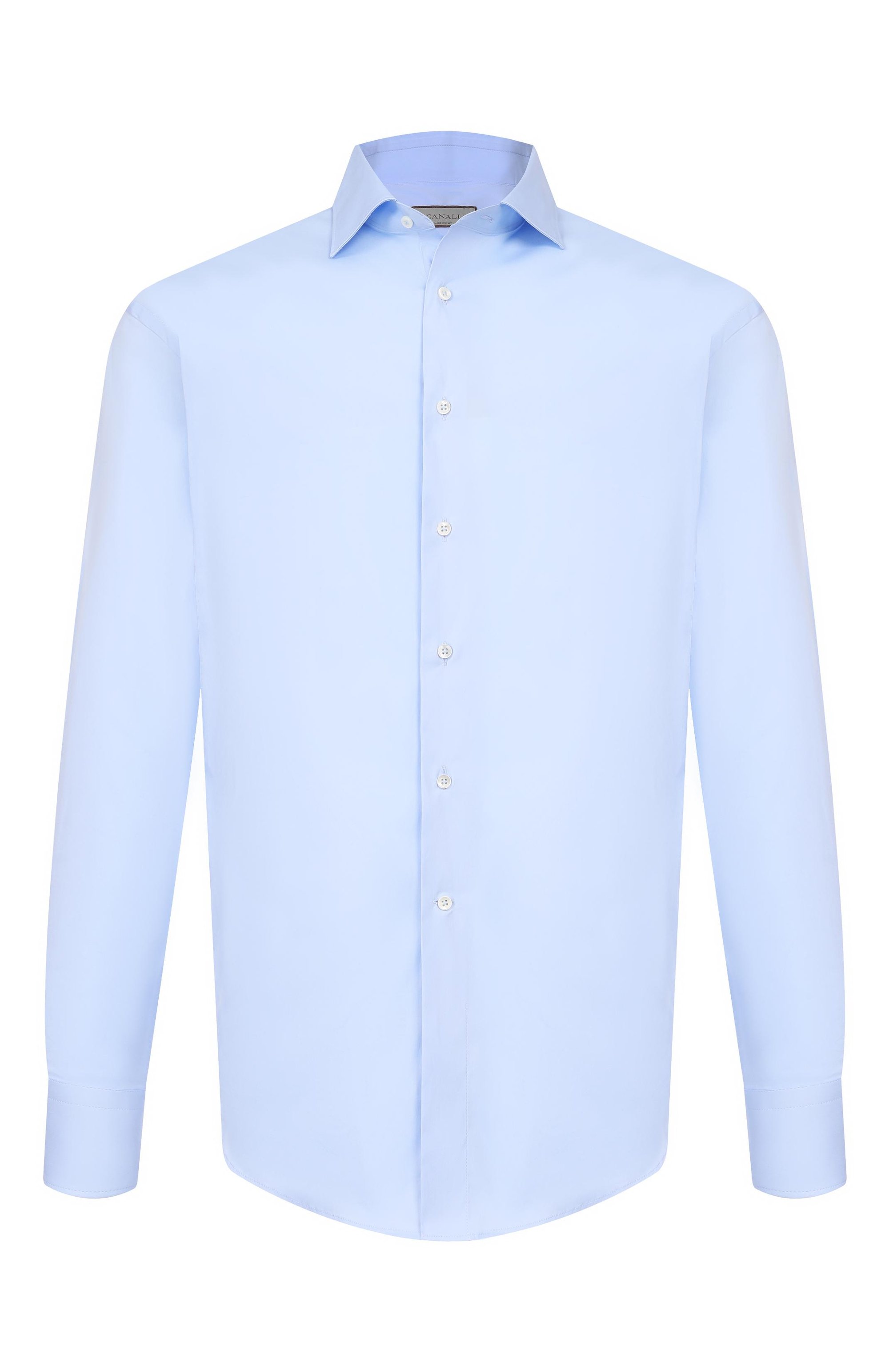 Хлопковая сорочка CANALI голубого цвета по цене 33900 руб., арт. CCL7098/GA03292_001, фото 1 Хлопковая сорочка CANALI, арт. CCL7098/GA03292_001, фото 1
