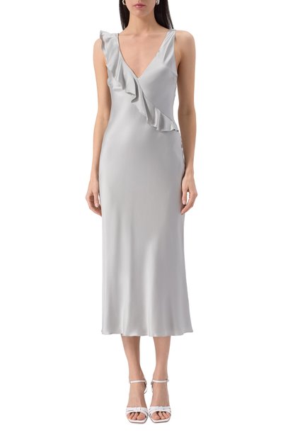 Атласное платье MAX AND MOI серого цвета по цене 63050 руб., арт. E25RARTHEMIS, фото 3 Атласное платье MAX AND MOI, арт. E25RARTHEMIS, фото 3