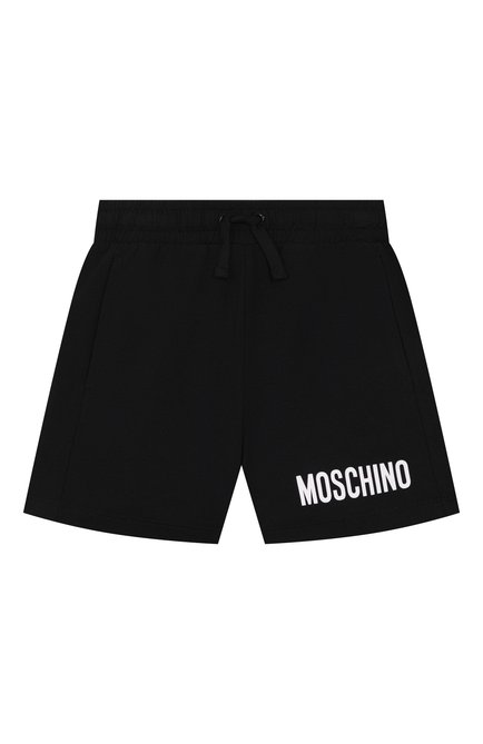 Детские хлопковые шорты MOSCHINO черного цвета, арт. HUQ02G/LBA10/10-14 | Фото 1 (Материал сплава: Проставлено; Материал внешний: Хлопок; Нос: Не проставлено)