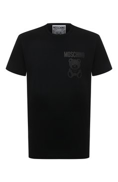 Мужская хлопковая футболка MOSCHINO черного цвета, ар�т. V0729/2041 | Фото 1 (Рукава: Короткие; Длина (для топов): Стандартные; Принт: С принтом; Материал сплава: Проставлено; Материал внешний: Хлопок; Стили: Спорт-шик; Драгоценные камни: Проставлено)