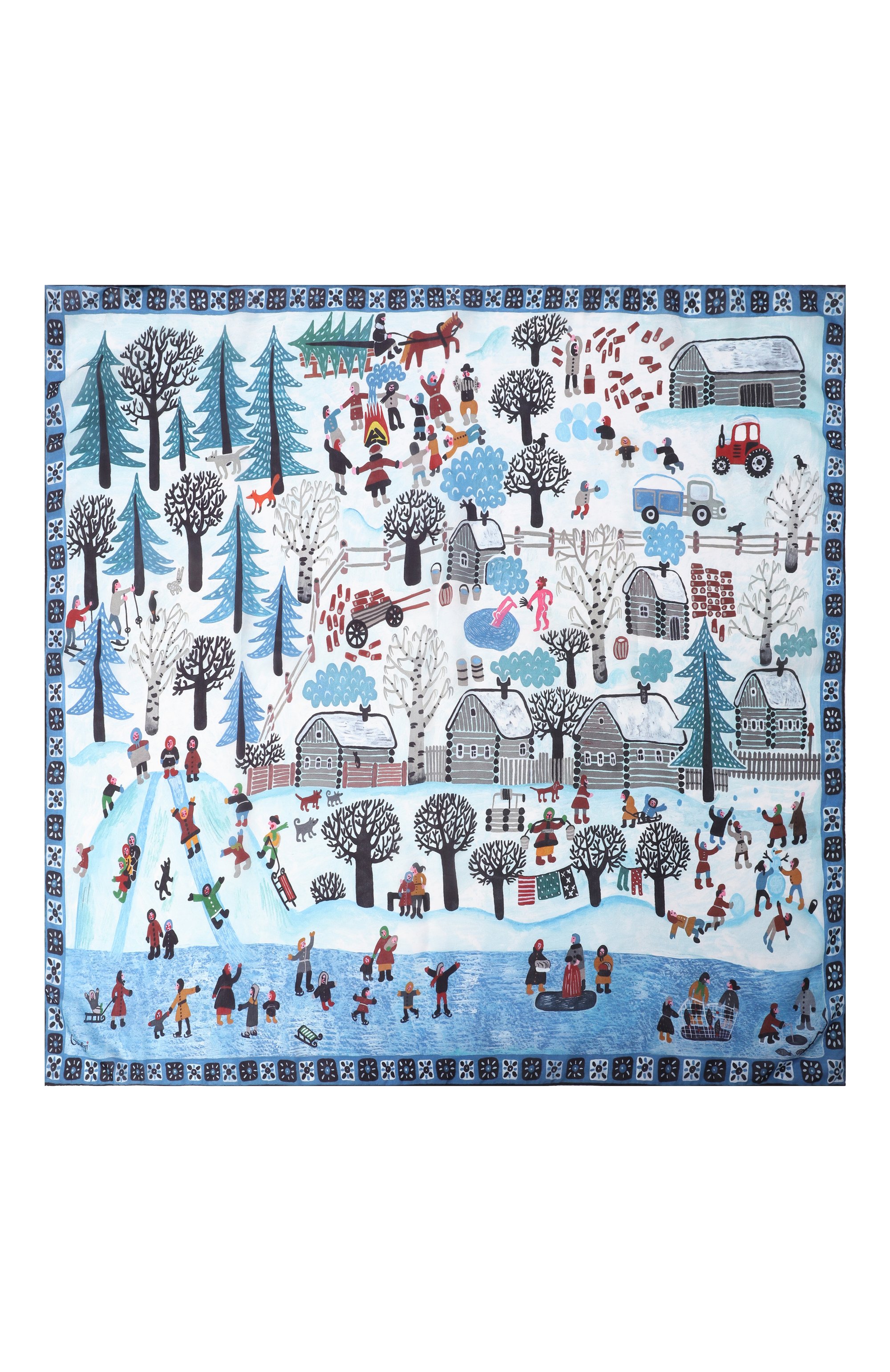 Шелковый платок зимняя деревня GOURJI, арт. 91133537/6244172, фото 4