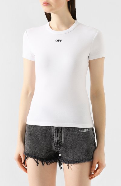 Хлопковая футболка OFF-WHITE белого цвета по цене 19950 руб., арт. 0WAA065R20H790950110, фото 3 Хлопковая футболка OFF-WHITE, арт. 0WAA065R20H790950110, фото 3
