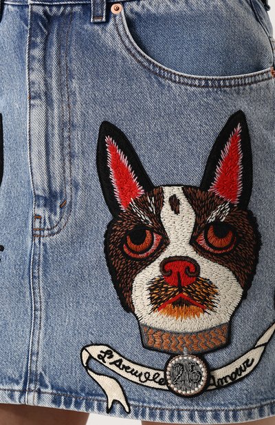 Джинсовая мини-юбка с вышивкой GUCCI, арт. 467267/XRA38, фото 5