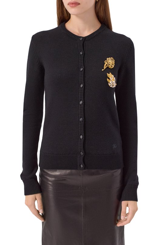 Шерстяной кардиган Dolce & Gabbana FXV09Z/JCVXN Чёрный  FXV09Z/JCVXN Фото 3