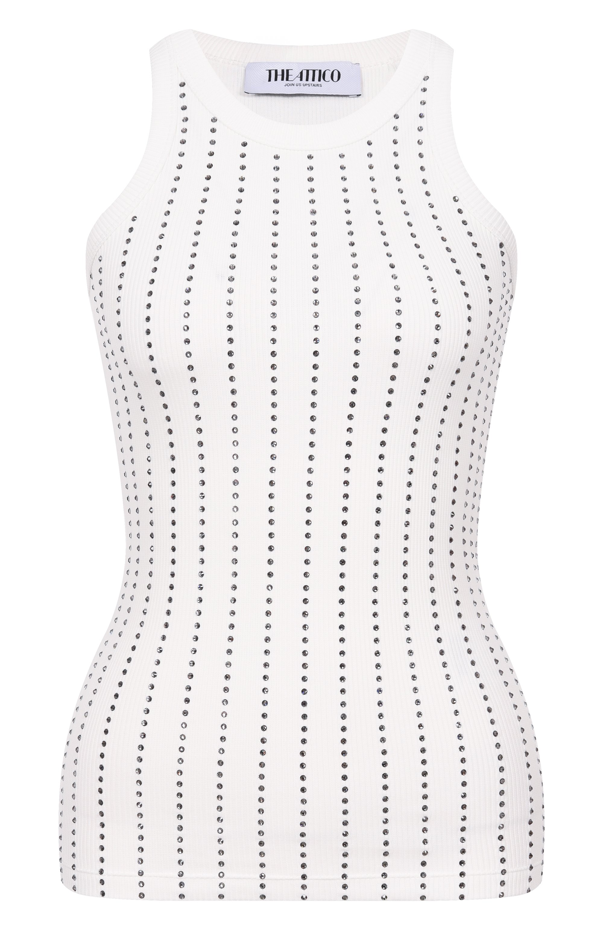 Топ с отделкой стразами THE ATTICO белого цвета по цене 69900 руб., арт. 260WCN00004/JJJ073TR, фото 1 Топ с отделкой стразами THE ATTICO, арт. 260WCN00004/JJJ073TR, фото 1