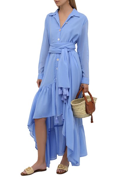 Хлопковое платье ERIKA PENA голубого цвета по цене 35300 руб., арт. EVASHIRTDRESS, фото 2 Хлопковое платье ERIKA PENA, арт. EVASHIRTDRESS, фото 2