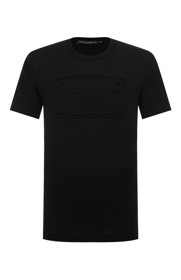 Муж�ская хлопковая футболка DOLCE & GABBANA черного цвета, арт. G8KBAZ/G7C7U | Фото 1 (Рукава: Короткие; Материал внешний: Хлопок; Длина (для топов): Стандартные; Принт: Без принта; Стили: Кэжуэл; Кросс-КТ: Джерси; Мужское Кросс-КТ: Футболка-одежда; Автоматизация состава: Проставлено; Автоматизация ТО: Проставлено; Детали: Без декора)