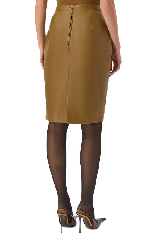 Кожаная юбка Saint Laurent 846801/Y50A2 Хаки  846801/Y50A2 Фото 4