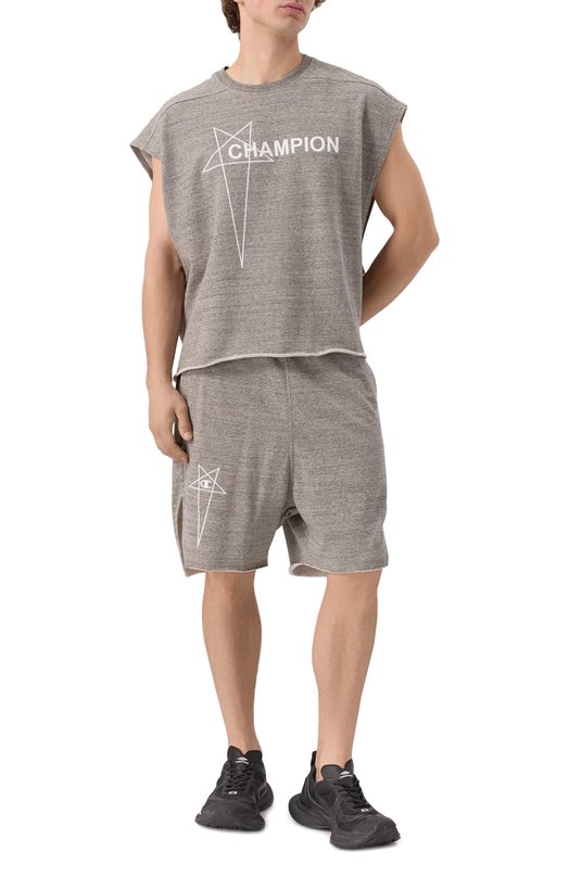 Хлопковые шорты Rick Owens x Champion Rick Owens CM01E1687/CHMJ Серый  CM01E1687/CHMJ Фото 2