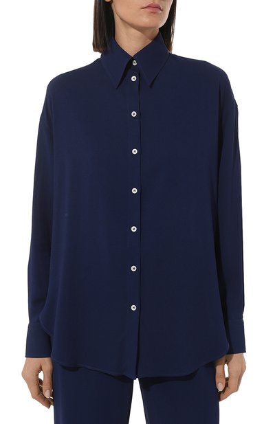 Рубашка из вискозы NOBLE&BRULEE темно-синего цвета по цене 60000 руб., арт. NB001NB/240422/6, фото 3 Рубашка из вискозы NOBLE&BRULEE, арт. NB001NB/240422/6, фото 3