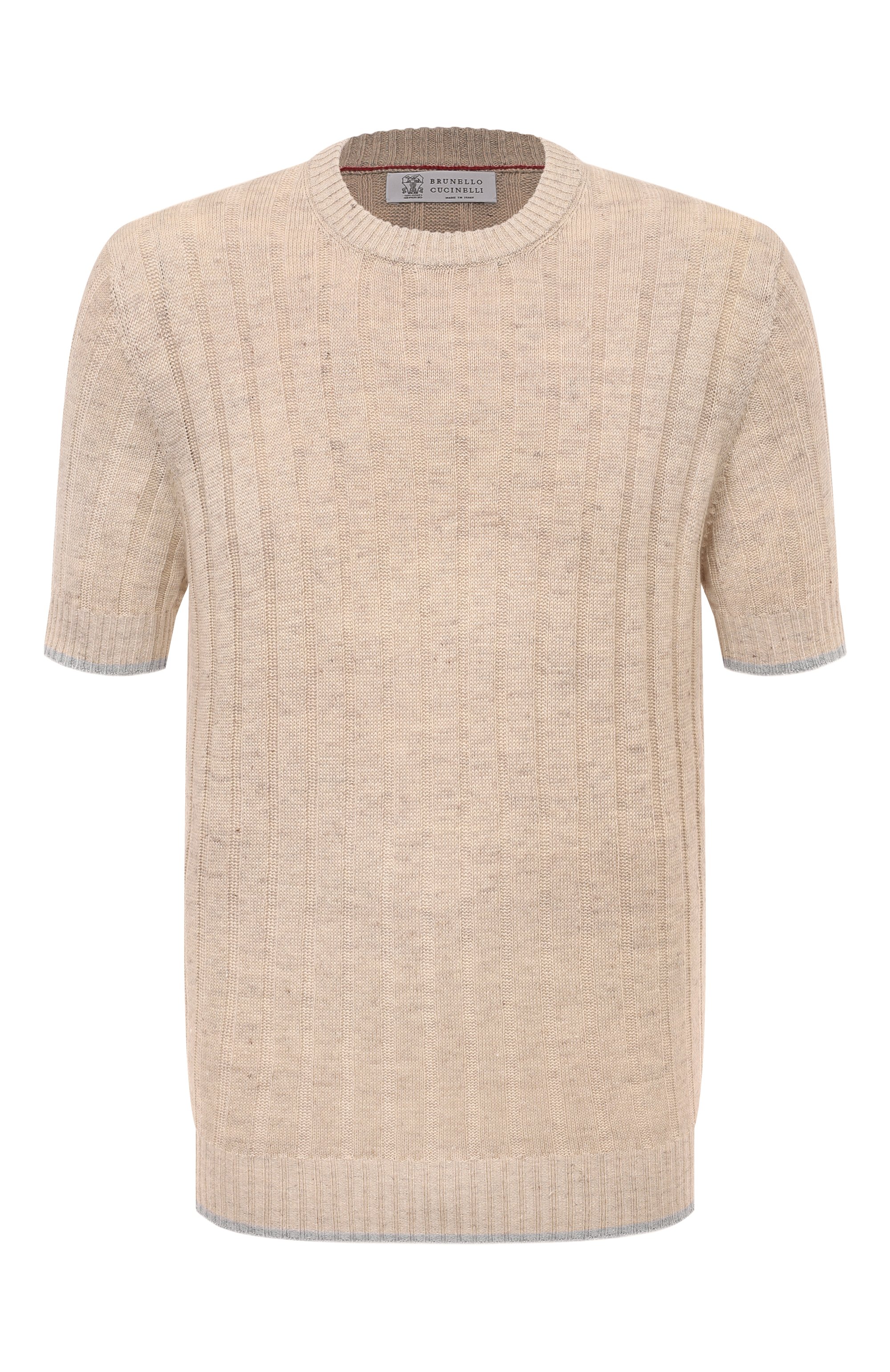 Джемпер изо льна и хлопка BRUNELLO CUCINELLI бежевого цвета по цене 116000 руб., арт. M2L70B2273, фото 1 Джемпер изо льна и хлопка BRUNELLO CUCINELLI, арт. M2L70B2273, фото 1