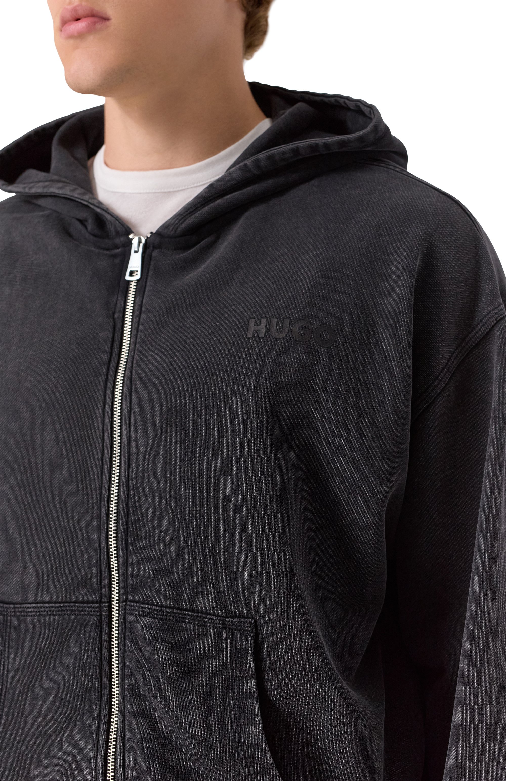 Хлопковая толстовка HUGO BLUE темно-серого цвета по цене 17950 руб., арт. 50542681, фото 5 Хлопковая толстовка HUGO BLUE, арт. 50542681, фото 5