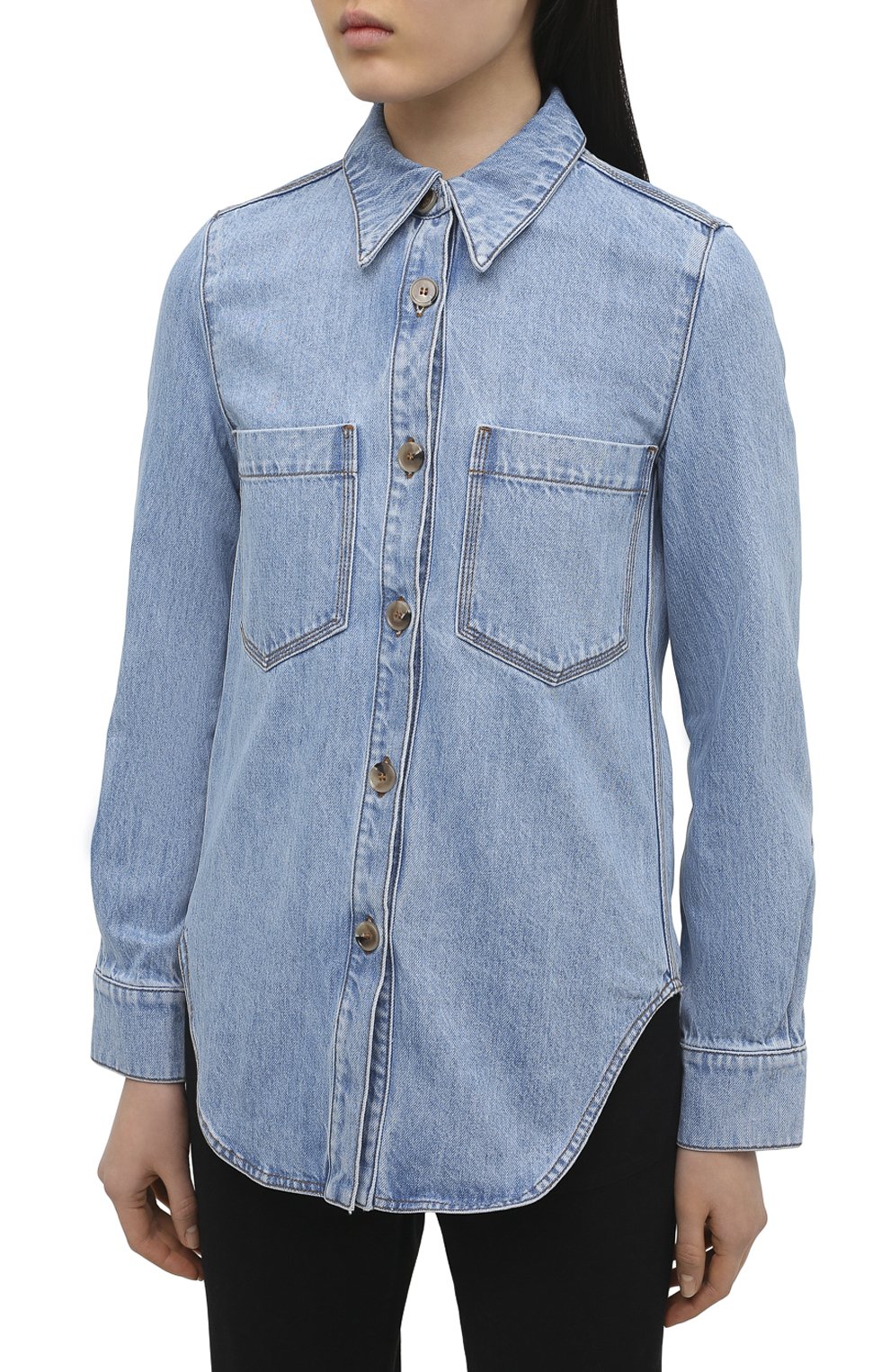 Джинсовая рубашка NANUSHKA голубого цвета по цене 42750 руб., арт. SEINT_LIGHT BLUE_RIGID DENIM, фото 3 Джинсовая рубашка NANUSHKA, арт. SEINT_LIGHT BLUE_RIGID DENIM, фото 3