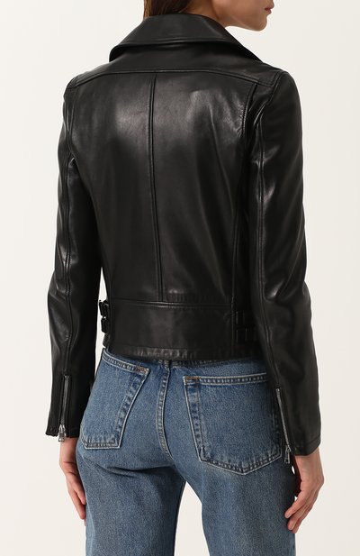 Однотонная кожаная куртка с косой молнией GUCCI, арт. 419017/XN336, фото 4