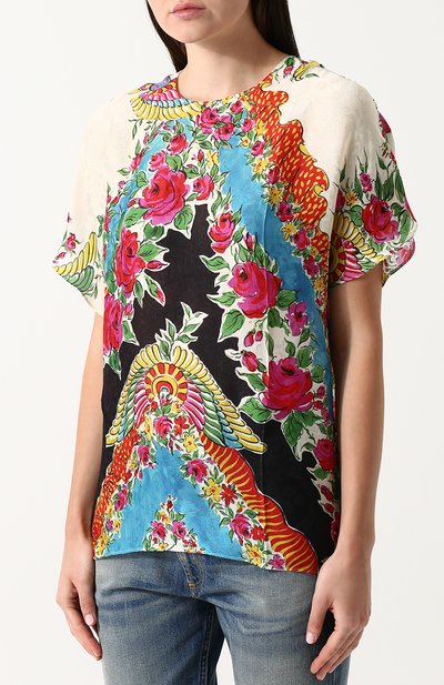 Топ из смеси вискозы и шелка с принтом GUCCI, арт. 498881/ZKP33, фото 3