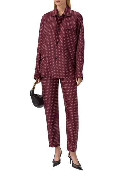 Шелковые брюки SAINT LAURENT бордового цвета по цене 316000 руб., арт. 870159/Y6K08, фото 2 Шелковые брюки SAINT LAURENT, арт. 870159/Y6K08, фото 2