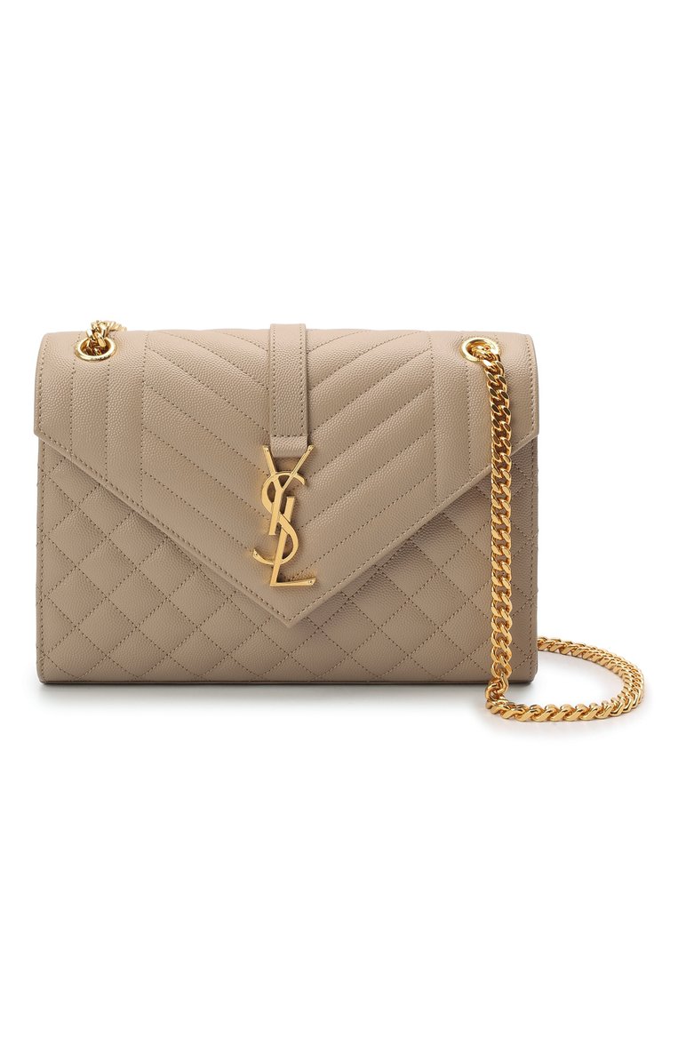 Женская сумка monogram envelope medium SAINT LAURENT светло-бежевого цвета, арт. 600185/B0W91 | Фото 7 (Материал: Натуральная кожа; Ремень/цепочка: На ремешке; Размер: medium; Сумки-технические: Сумки через плечо)