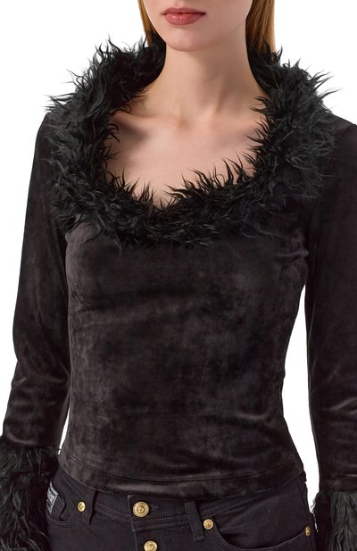 Бархатный топ VERSACE JEANS COUTURE черного цвета по цене 34200 руб., арт. 79HAH606/J0241, фото 5 Бархатный топ VERSACE JEANS COUTURE, арт. 79HAH606/J0241, фото 5