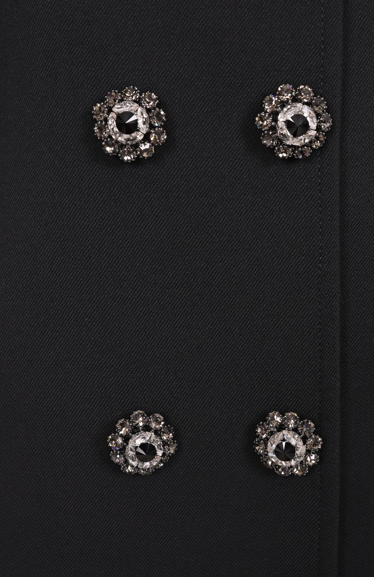 Женское шерстяное пальто DOLCE & GABBANA черного цвета, арт. F0G1VZ/FUBGE | Фото 6 (Материал внешний: Шерсть; Длина (верхняя одежда): До колена; Материал подклада: Шелк; 1-2-бортные: Двубортные; Стили: Романтичный; Рукава: Длинные; Размерность: Идёт в размер; Автоматизация состава: Проставлено; Автоматизация ТО: Проставлено)