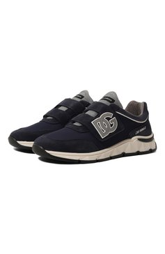 Мужского комбинированные кроссовки dg running DOLCE & GABBANA темно-синего цвета, арт. DA5187/AA954/29-36 | Фото 1 (Материал внутренний: Текстиль, Натуральная кожа; Нос: Не проставлено; Материал внешний: Натуральная кожа; Стили: Классический; Кросс-КТ: велькро; Региональные ограничения белый список (Axapta Mercury): Не проставлено)
