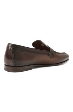 Мужские кожаные лоферы SANTONI темно-коричневого цвета, арт. MCNG18005SA4SLAS | Фото 5 (Нос: Не проставлено; Материал сплава: Проставлено; Материал внешний: Натуральная кожа; Материал внутренний: Натуральная кожа; Стили: Классический)