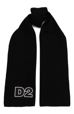Детский шарф DSQUARED2 черного цвета, арт. DQ1826/D00WC | Фото 1 (Материал: Текстиль, Шерсть, Хлопок; Материал сплава: Проставлено; Нос: Не проставлено)