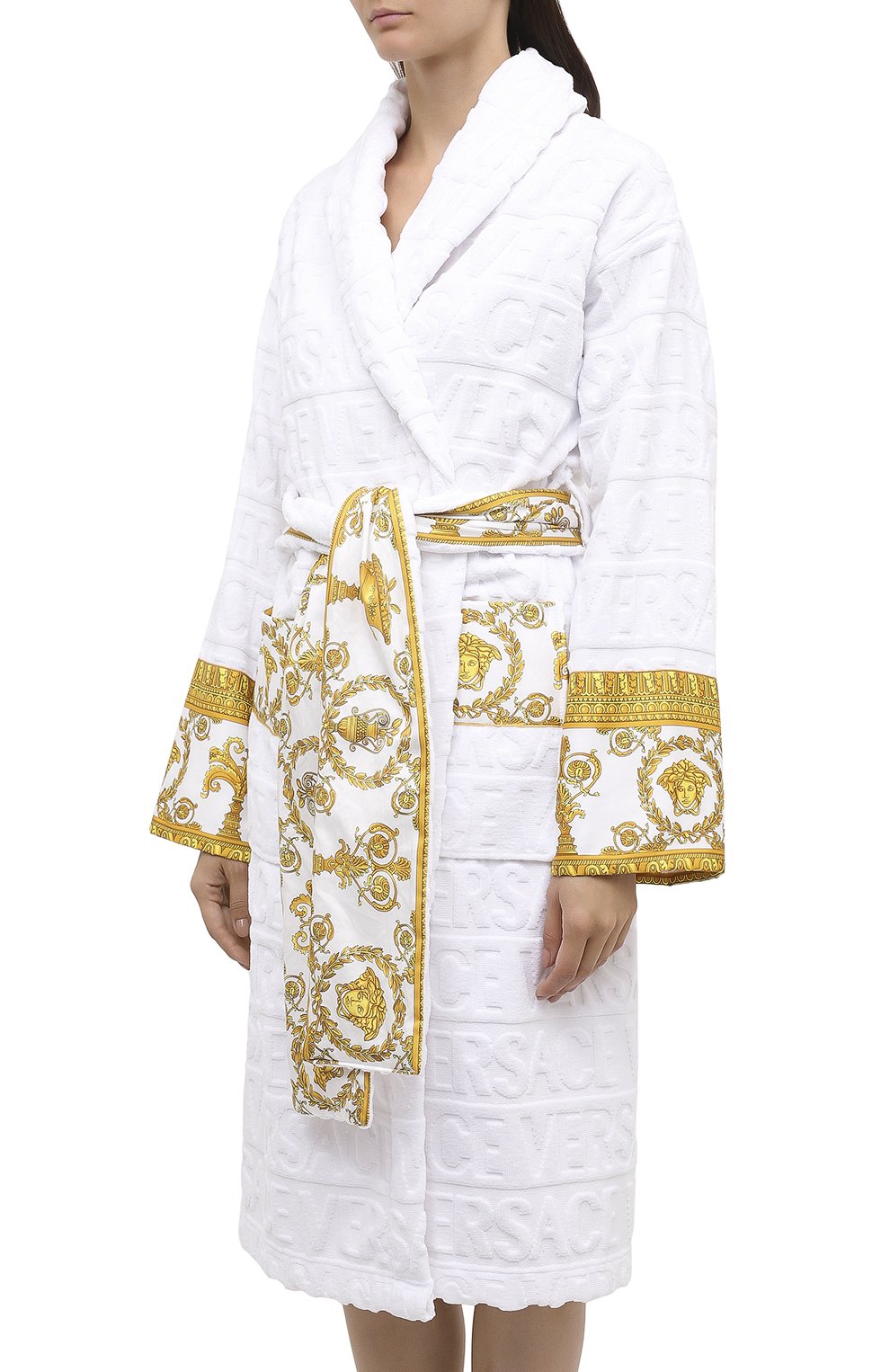 Хлопковый халат VERSACE белого цвета по цене 69850 руб., арт. ZACJ00008/ZC0SP052, фото 3 Хлопковый халат VERSACE, арт. ZACJ00008/ZC0SP052, фото 3
