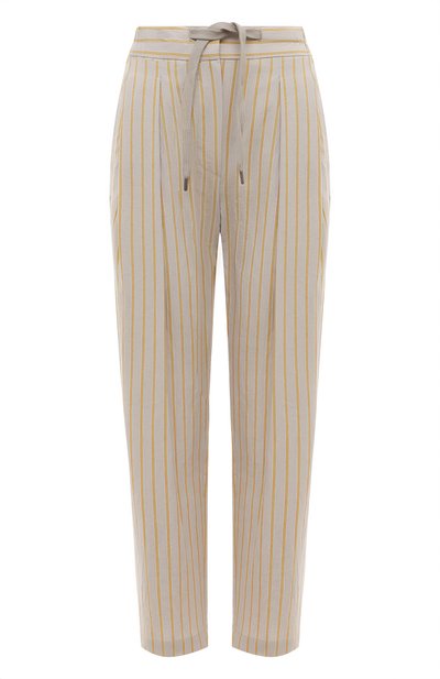 Женские брюки из хлопка и льна BRUNELLO CUCINELLI, арт. MH564B1312