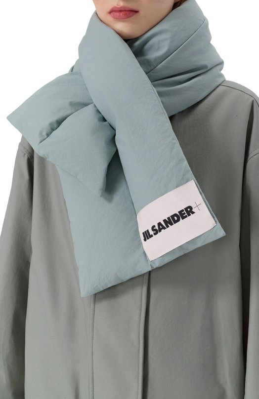 Хлопковый шарф Jil Sander J40TE0002/J45296 Голубой  J40TE0002/J45296 Фото 2