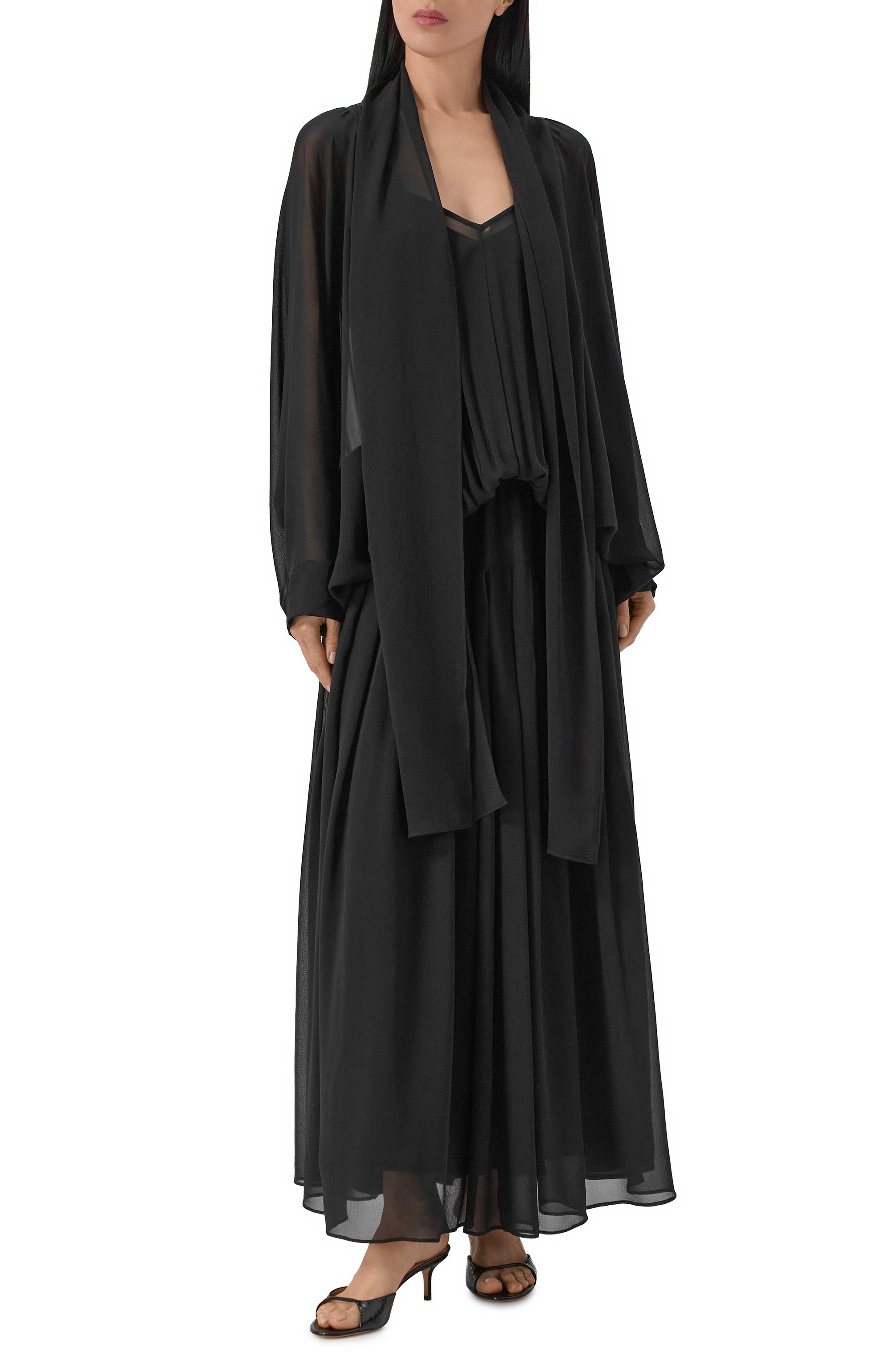 Шелковое платье ALBUS LUMEN черного цвета по цене 121000 руб., арт. AL.RT26.DRESS01_SET, фото 2 Шелковое платье ALBUS LUMEN, арт. AL.RT26.DRESS01_SET, фото 2