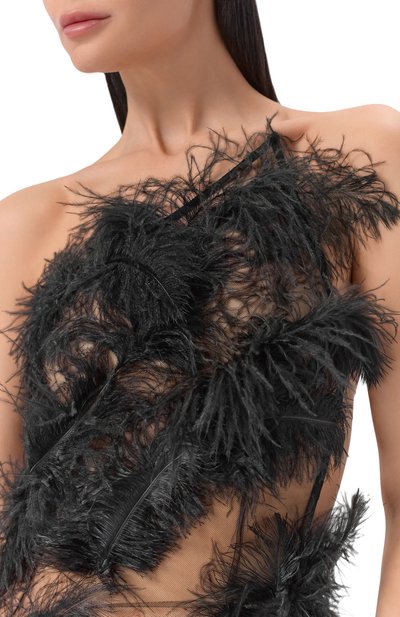 Платье с отделкой перьями THE ATTICO, арт. 260WCW00297/EMB013RA, фото 4
