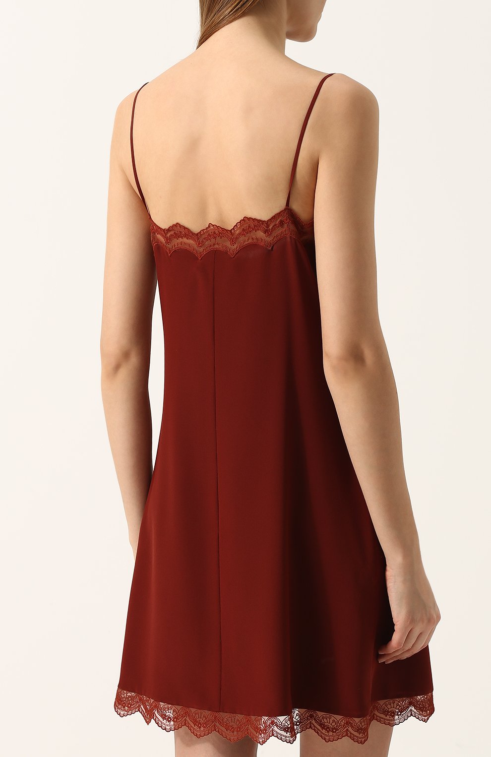 Шелковое платье-комбинация с кружевной отделкой CHLOÉ, арт. C17WR088004, фото 4