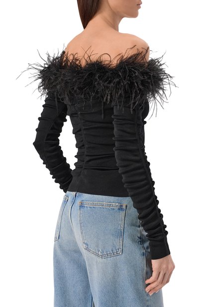 Топ с отделкой перьями SELF-PORTRAIT, арт. RS26011TB, фото 4