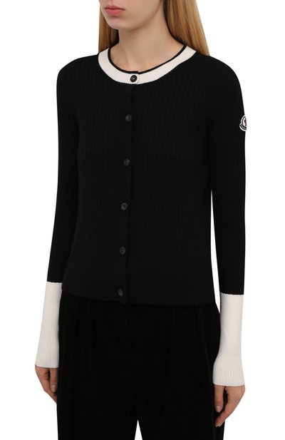 Шерстяной кардиган MONCLER черного цвета по цене 57250 руб., арт. G2-093-9B000-14-M1131, фото 3 Шерстяной кардиган MONCLER, арт. G2-093-9B000-14-M1131, фото 3
