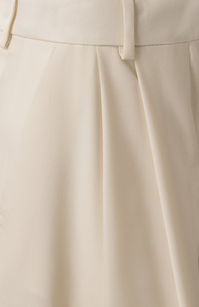Женские шерстяные брюки NINA RICCI кремового цвета, арт. 25PCPA002/WV0322 | Фото 6 (Драгоценные камни: Проставлено; Материал сплава: Проставлено; Материал внешний: Шерсть; Длина (брюки, джинсы): Стандартные; Стили: Классический; Случай: Формальный; Силуэт Ж (брюки и джинсы): Широкие; Женское Кросс-КТ: Брюки-одежда; Кросс-КТ: костюм)