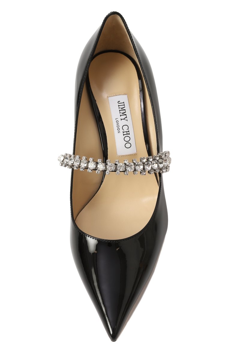 Женские кожаные туфли bing pump 65 JIMMY CHOO черного цвета, арт. BING PUMP 65/PAT | Фото 6 (Драгоценные камни: Проставлено; Каблук высота: Средний; Материал внутренний: Натуральная кожа; Подошва: Плоская; Материал сплава: Проставлено; Материал внешний: Натуральная кожа; Каблук тип: Шпилька)