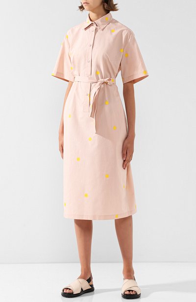 Хлопковое платье-рубашка с поясом в горох NINA DONIS, арт. 38ND32, фото 3