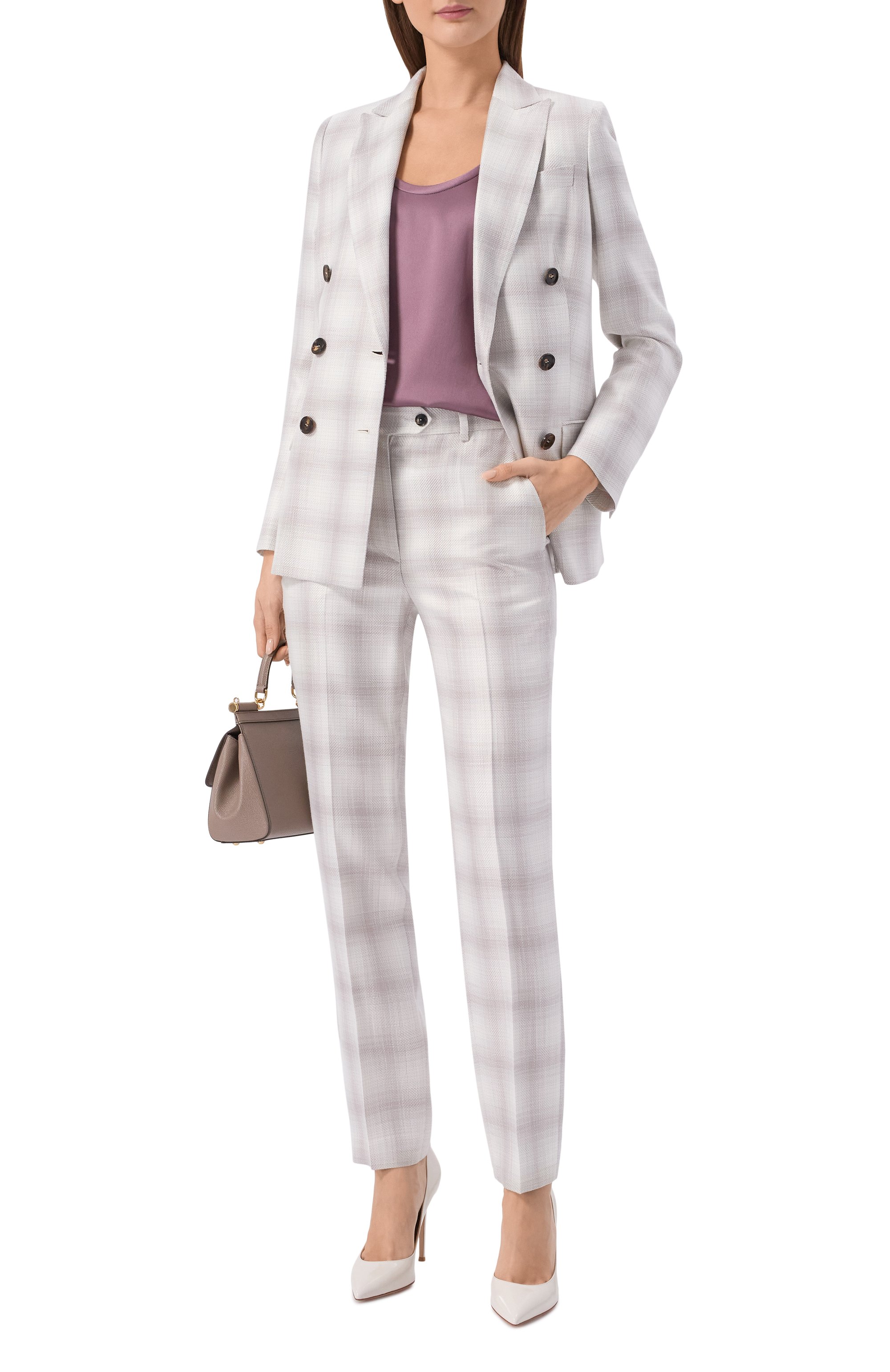 Атласный топ BRUNELLO CUCINELLI фиолетового цвета по цене 99500 руб., арт. M0C59E0600, фото 2 Атласный топ BRUNELLO CUCINELLI, арт. M0C59E0600, фото 2