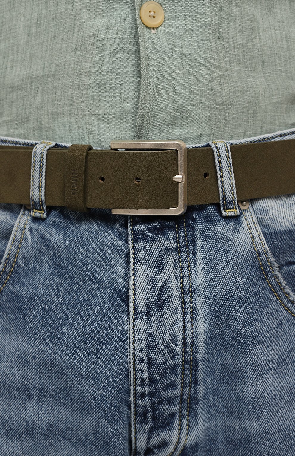 Замшевый ремень HUGO хаки цвета по цене 10500 руб., арт. 50512843, фото 2 Замшевый ремень HUGO, арт. 50512843, фото 2