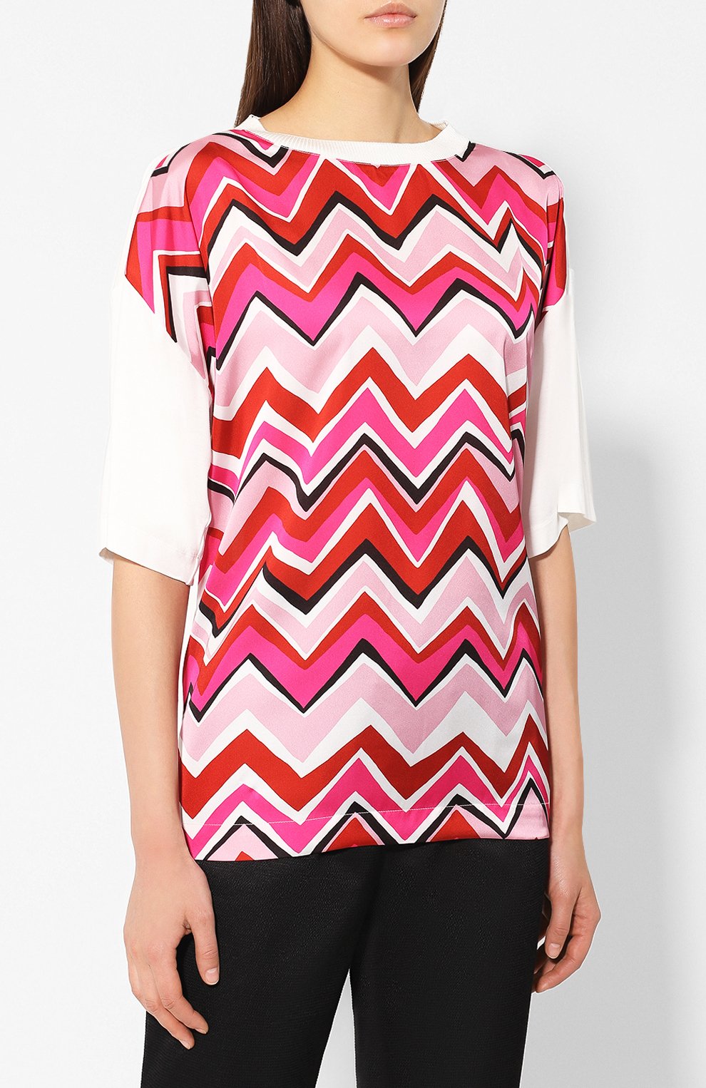 Футболка из вискозы M MISSONI малинового цвета по цене 14350 руб., арт. 2DL00001/2W0026, фото 3 Футболка из вискозы M MISSONI, арт. 2DL00001/2W0026, фото 3