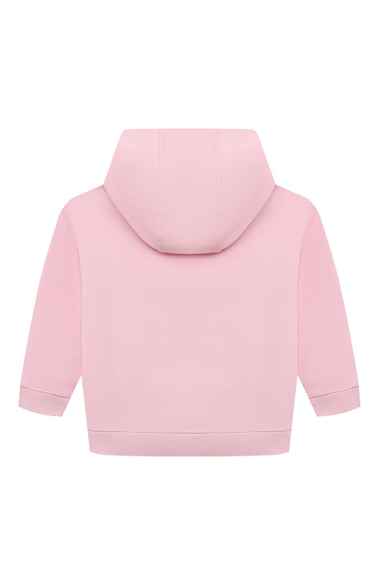 Детский хлопковое худи FENDI розового цвета, арт. JFH145/5V0/3-6 | Фото 2 (Рукава: Длинные; Материал внешний: Хлопок; Девочки Кросс-КТ: Худи-одежда; Автоматизация ТО: Проставлено; Автоматизация состава: Проставлено; Ростовка одежда: 5 лет | 110 см, 7 лет | 122 см)
