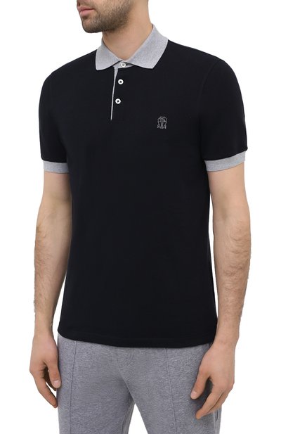 Хлопковое поло BRUNELLO CUCINELLI темно-синего цвета по цене 63950 руб., арт. M0T638357G, фото 3 Хлопковое поло BRUNELLO CUCINELLI, арт. M0T638357G, фото 3