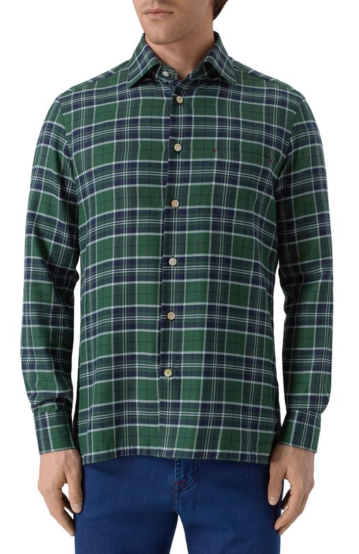 Рубашка из хлопка и кашемира Kiton UMCNERH0942007 Зелёный  UMCNERH0942007 Фото 3