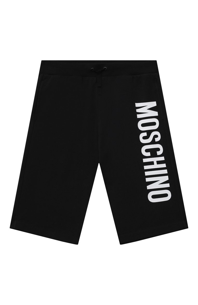 Детские хлопковые шорты MOSCHINO черного цвета, арт. HMQ007/LDA27/10A-14A | Фото 1 (Мате�риал внешний: Хлопок; Мальчики Кросс-КТ: Шорты-одежда; Региональные ограничения белый список (Axapta Mercury): RU; Нос: Не проставлено; Ростовка одежда: 10 - 11 лет | 140 - 146см, 12 лет | 152 см, 13 - 15 лет | 158 см)