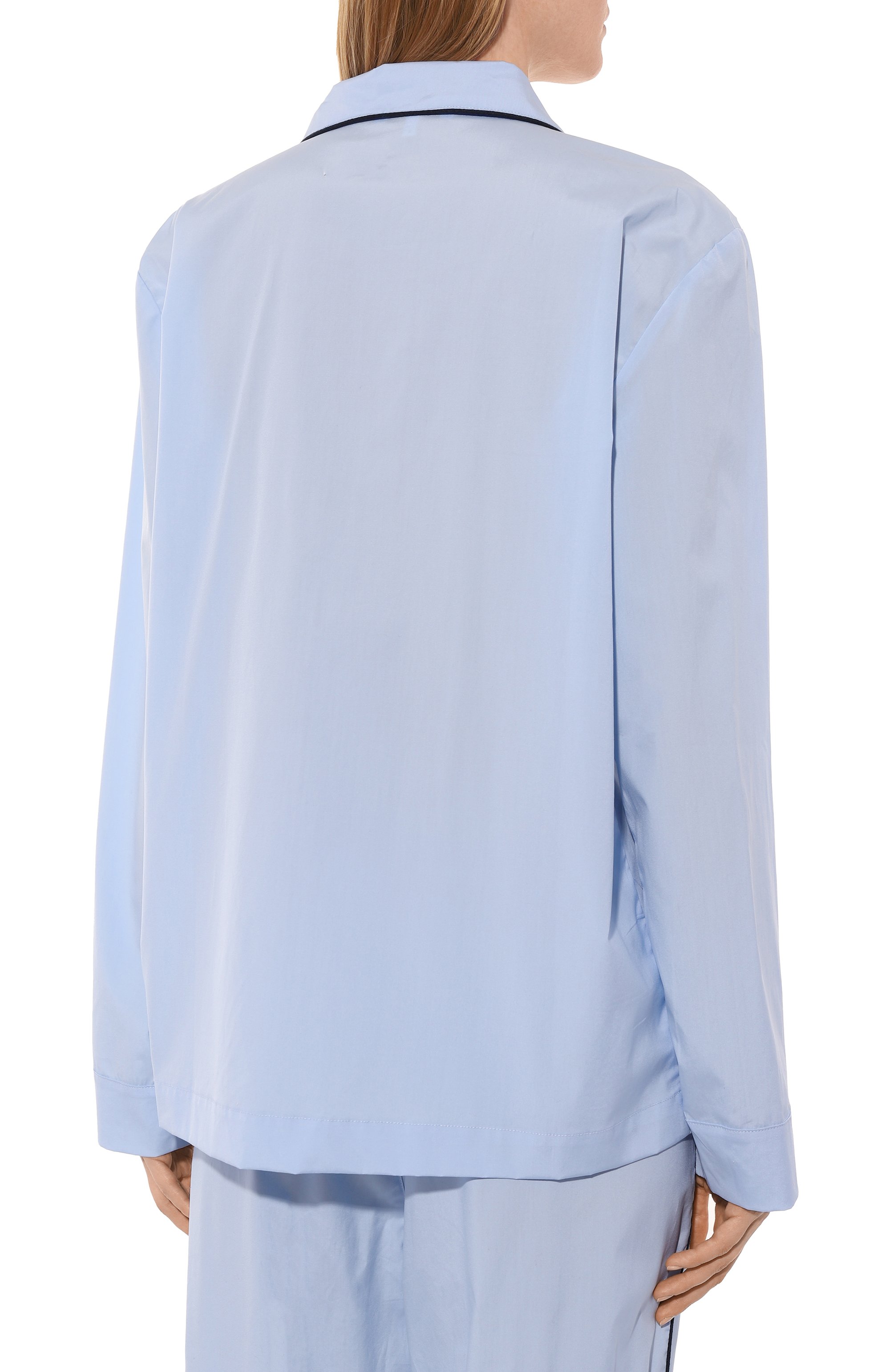 Хлопковая блузка SPORTY AND RICH голубого цвета по цене 21050 руб., арт. SI021516205BL50, фото 4 Хлопковая блузка SPORTY AND RICH, арт. SI021516205BL50, фото 4