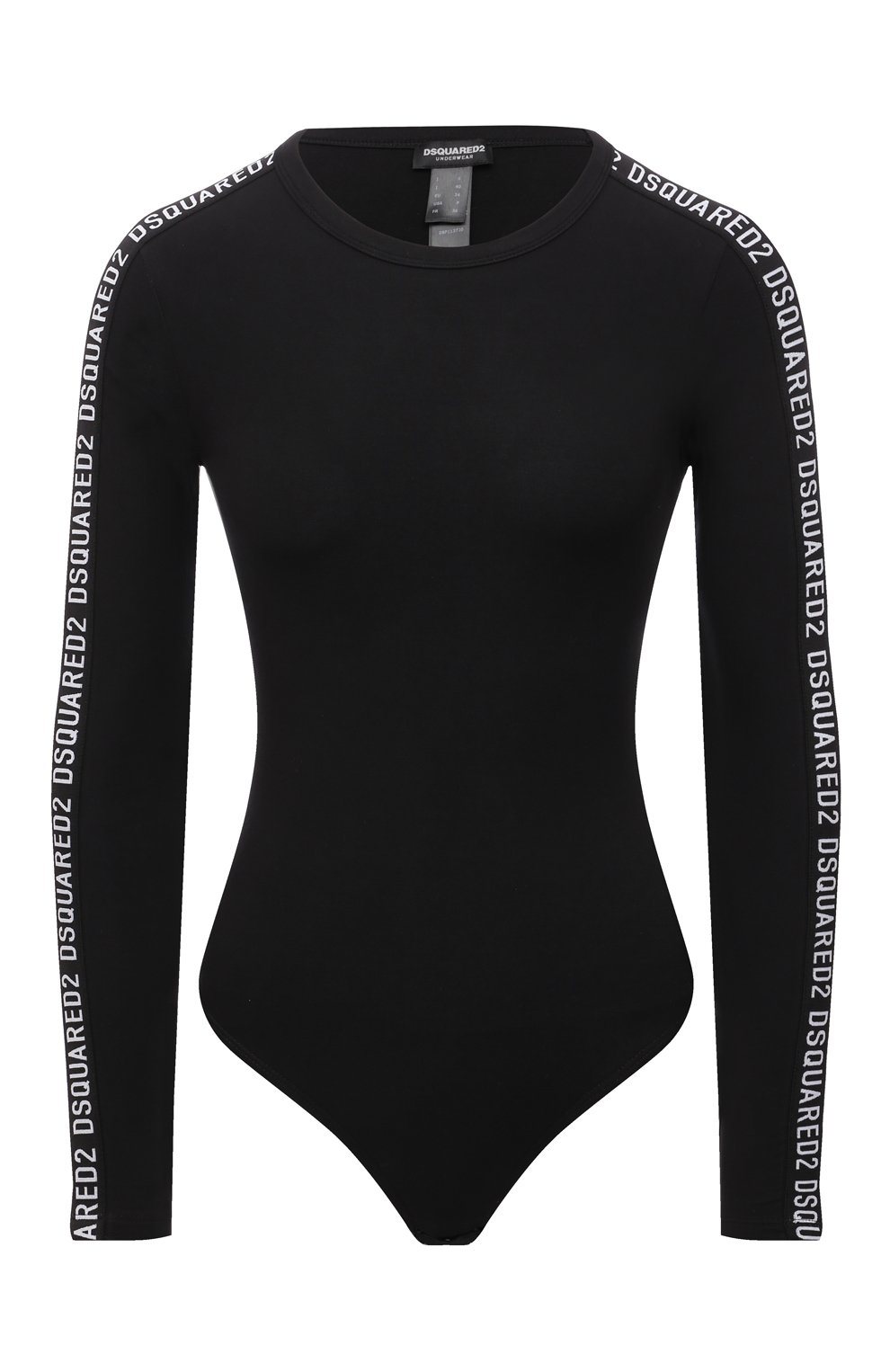 Хлопковое боди DSQUARED2 черного цвета по цене 34650 руб., арт. D8F113720, фото 1 Хлопковое боди DSQUARED2, арт. D8F113720, фото 1